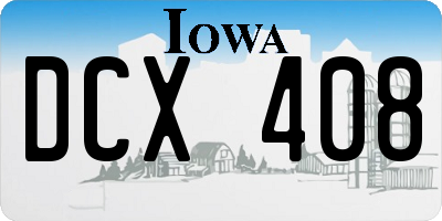 IA license plate DCX408