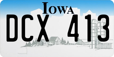 IA license plate DCX413