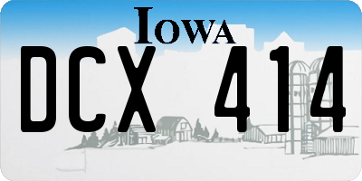 IA license plate DCX414