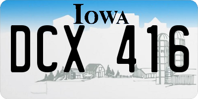IA license plate DCX416