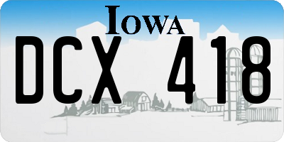IA license plate DCX418