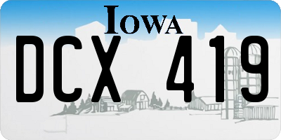 IA license plate DCX419