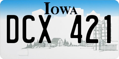 IA license plate DCX421
