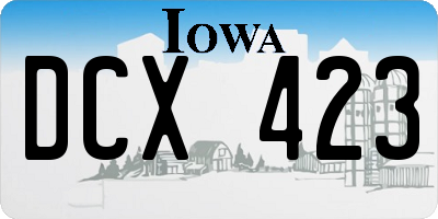 IA license plate DCX423