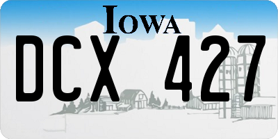 IA license plate DCX427