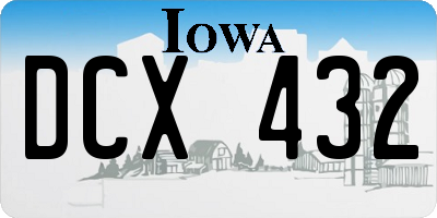 IA license plate DCX432