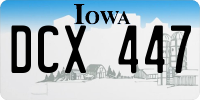 IA license plate DCX447