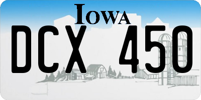 IA license plate DCX450