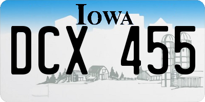 IA license plate DCX455