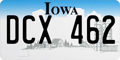 IA license plate DCX462