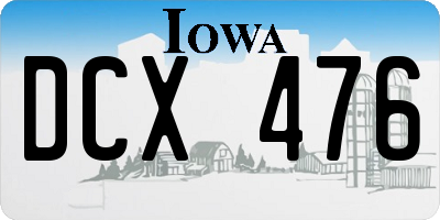 IA license plate DCX476