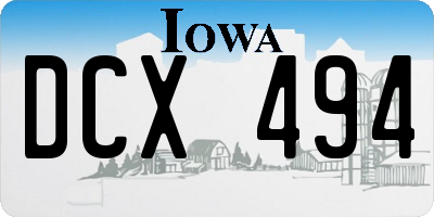 IA license plate DCX494