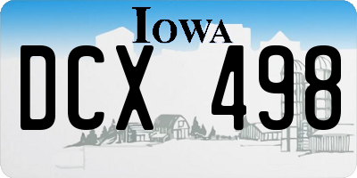 IA license plate DCX498