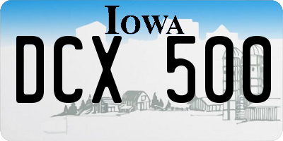 IA license plate DCX500