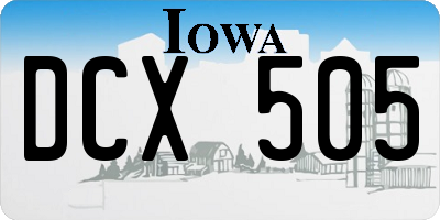 IA license plate DCX505