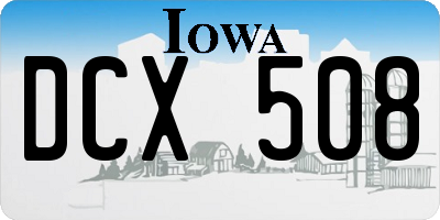 IA license plate DCX508