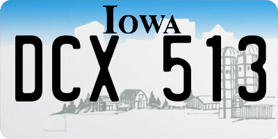 IA license plate DCX513
