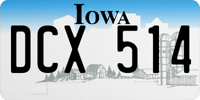 IA license plate DCX514