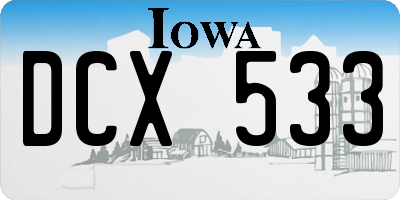 IA license plate DCX533