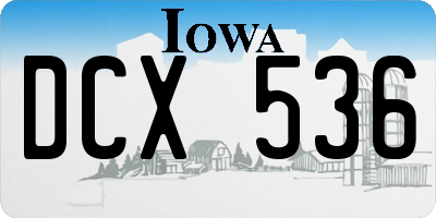 IA license plate DCX536