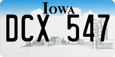 IA license plate DCX547