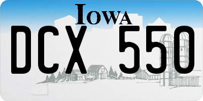 IA license plate DCX550