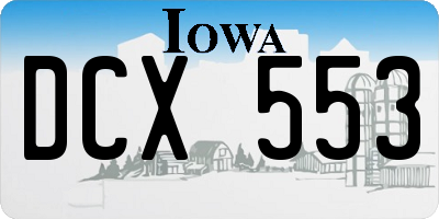 IA license plate DCX553