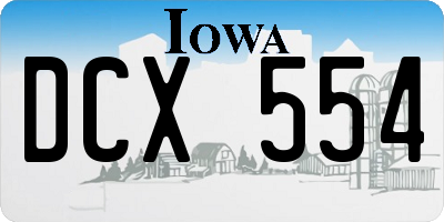 IA license plate DCX554