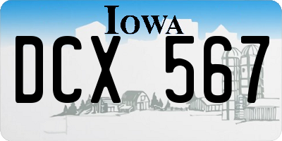 IA license plate DCX567