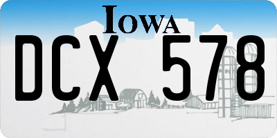 IA license plate DCX578