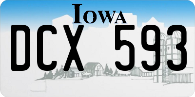 IA license plate DCX593