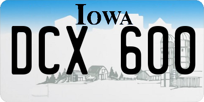 IA license plate DCX600