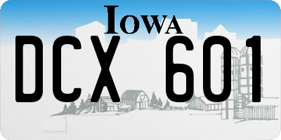 IA license plate DCX601