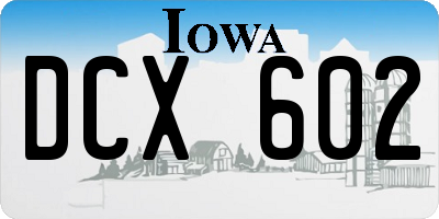 IA license plate DCX602