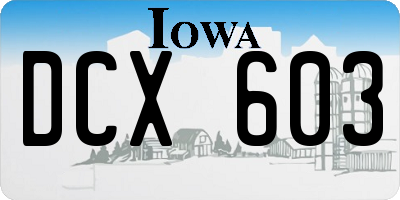 IA license plate DCX603