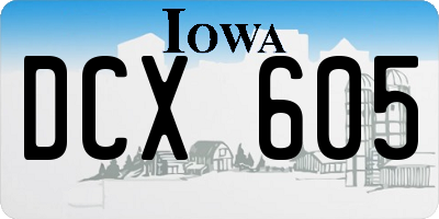 IA license plate DCX605