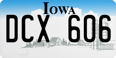 IA license plate DCX606