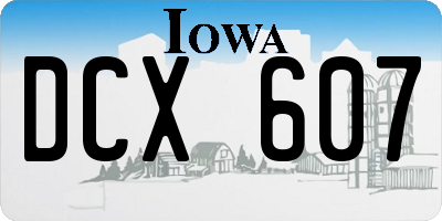 IA license plate DCX607