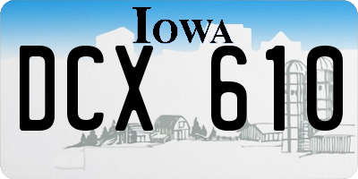 IA license plate DCX610