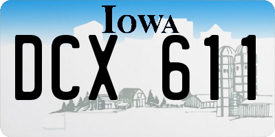 IA license plate DCX611