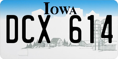 IA license plate DCX614