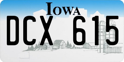 IA license plate DCX615