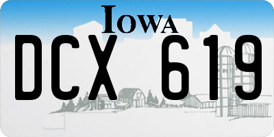 IA license plate DCX619