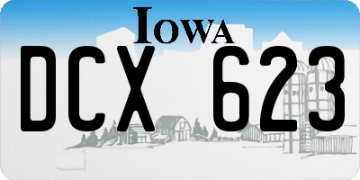 IA license plate DCX623