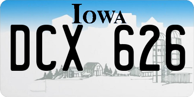 IA license plate DCX626