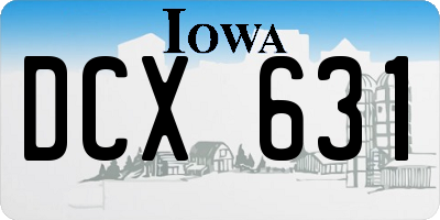 IA license plate DCX631