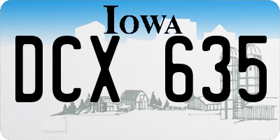 IA license plate DCX635