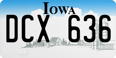 IA license plate DCX636