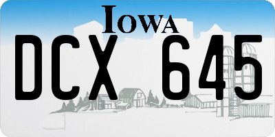 IA license plate DCX645