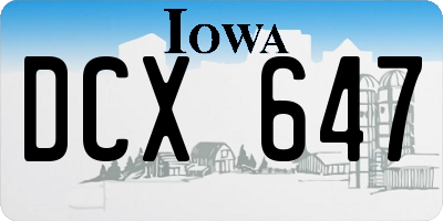 IA license plate DCX647